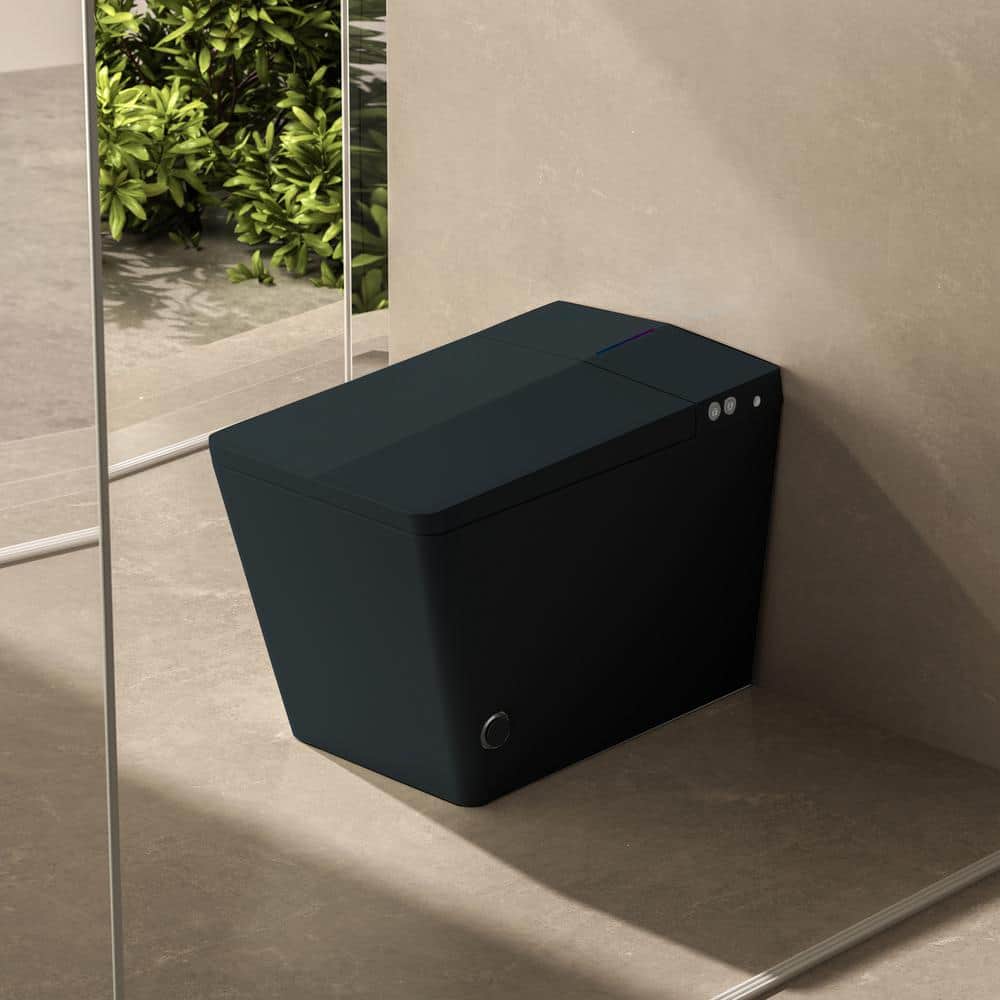 Matte Black Square Smart Toilet with Built-in Tank, Deodorizing Auto Open/Close