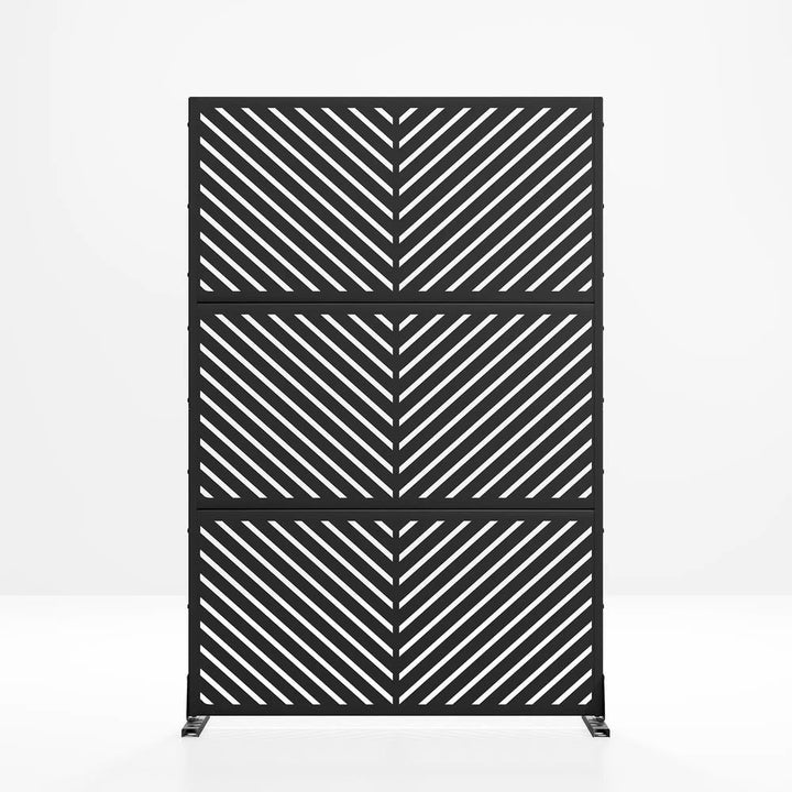 cadeninc Metal Privacy Screen: Freestanding 3.92 x 6 ft. Outdoor & Indoor Fence Panel in Black