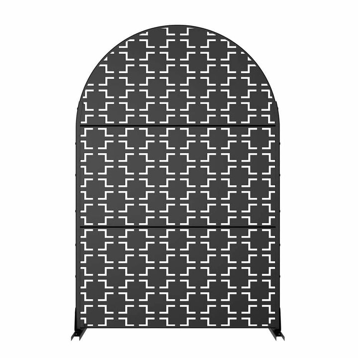cadeninc 3.92 ft. x 6 ft. Arched Metal Privacy Screen Fence Panel, Black