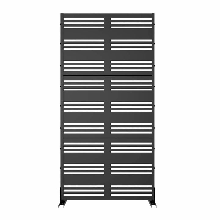 cadeninc Freestanding Metal Privacy Screen Fence Panels, 2.92 ft x 6 ft, Black