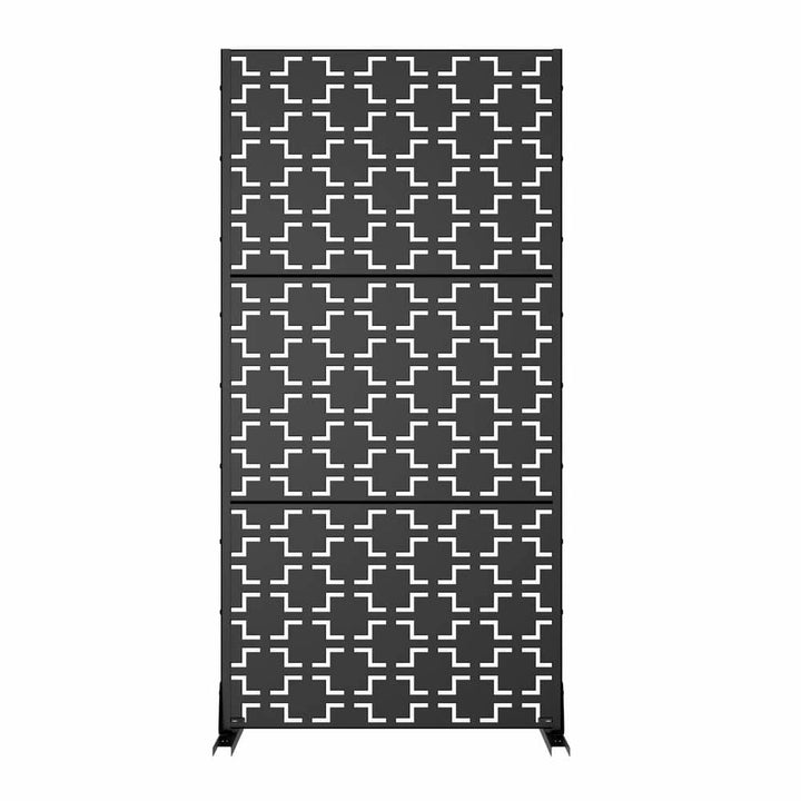 cadeninc Outdoor & Indoor Metal Privacy Screen - 2.92 ft x 6 ft, Black