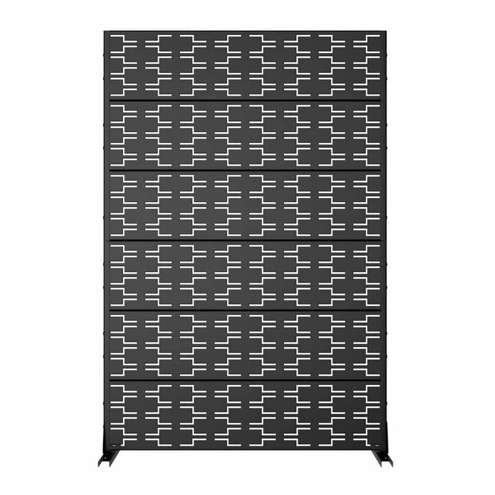 cadeninc 3.92 ft x 6 ft Metal Freestanding Privacy Screen Fence Panels - Brick-Shaped Black