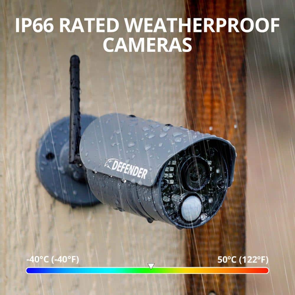 Defender PHOENIXHD Non-Wi-Fi Plug-In Security Camera System with 10.1 in. Monitor, SD Card Recording and 2 Night Vision Cameras