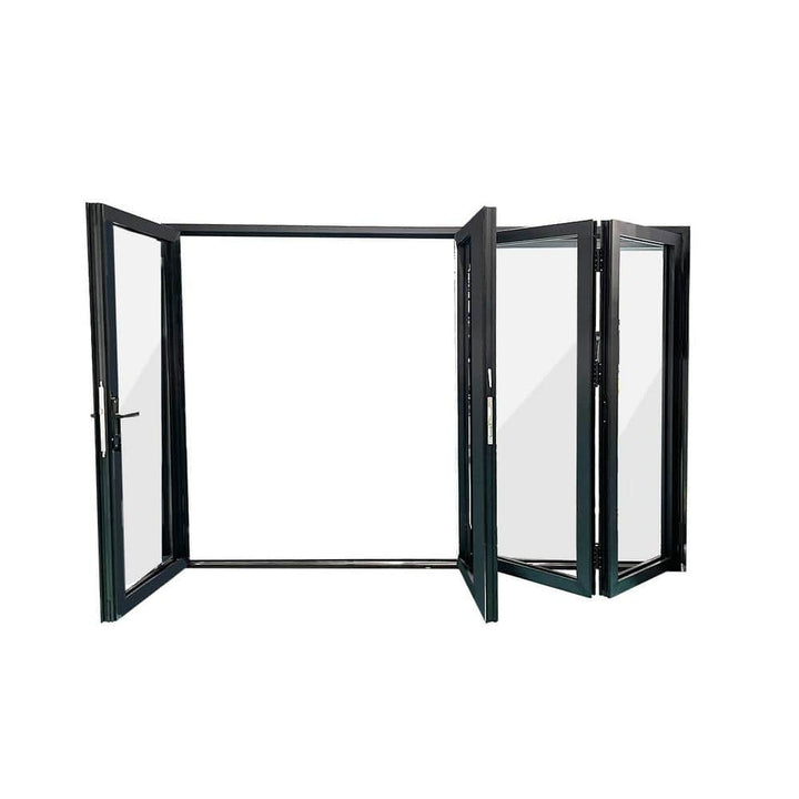 Eris 144 in. x 80 in. Right/Outswing Black Aluminum Folding Patio door