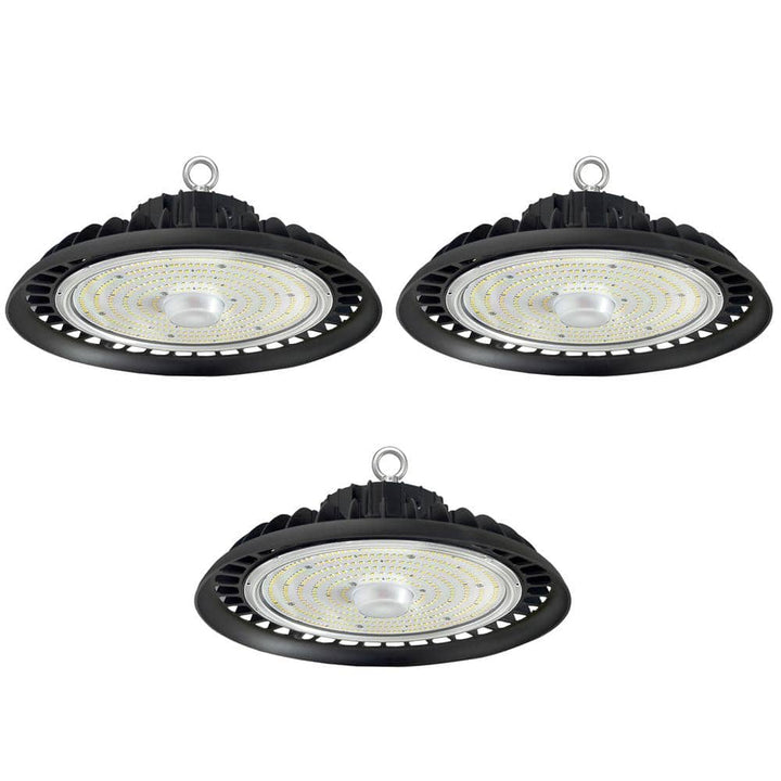 WYZM 12 in. 600-Watt Equivalent Integrated LED Black UFO High Bay Light 5000K Daylight White Dimmable (3Pieces)