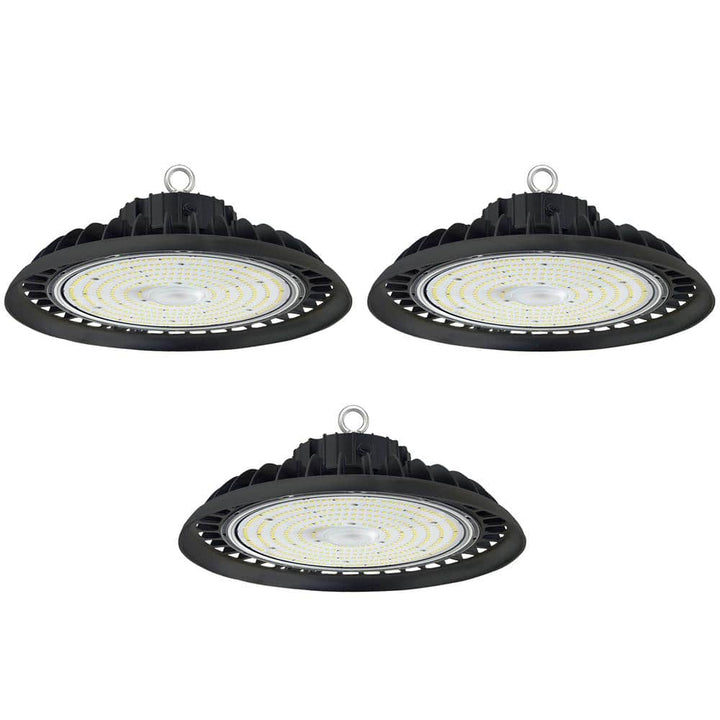 WYZM 11 in. 450-Watt Equivalent Integrated Black LED UFO High Bay Light 24000 Lumen 5000K IP65 (3-Pack)