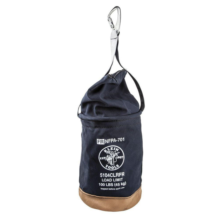 Klein Tools 5104CLRFR Canvas Bucket, Flame-Resistant No. 4 Canvas, Top-Closing, 12 in. Diameter x 17 in. Height