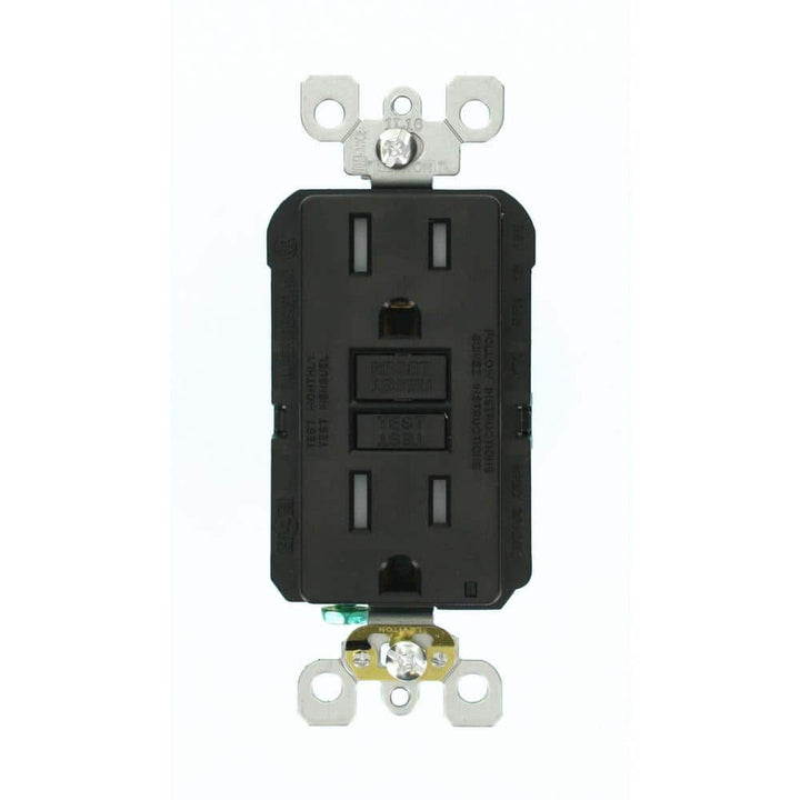 Leviton 15 Amp 125-Volt Duplex SmarTest Self-Test SmartlockPro Tamper-Resistant GFCI Outlet, Black (GFTR1-KE, R95-GFTR1-0KE)
