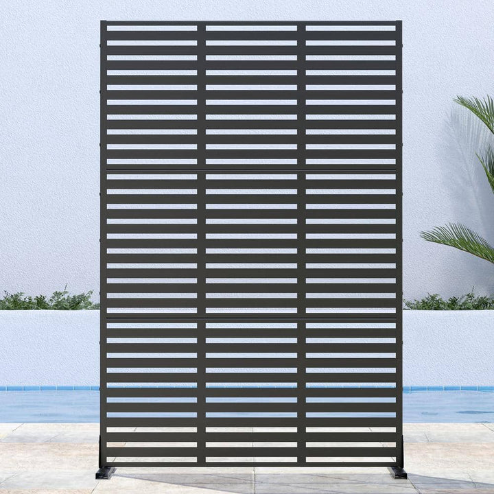 Lirago 72 in. H x 47 in. W Black Outdoor Metal Privacy Screen Garden Fence Wall Applique