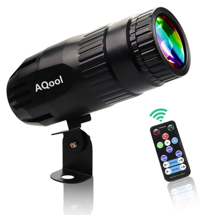 Lukyamzn Mini 15W Mirror Ball Spotlight, Pinspot Light, Super Bright RGBW LED Beam, Remote Control Stage Lighting