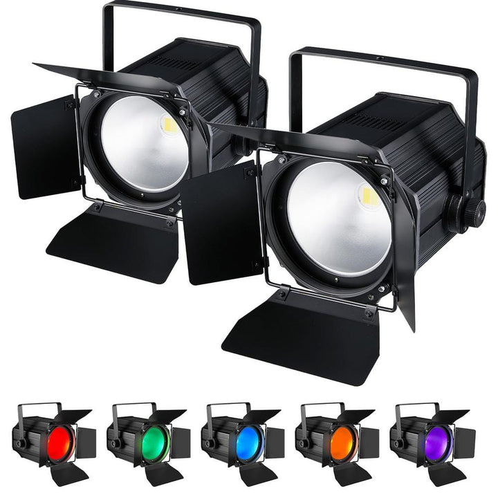 Lukyamzn 6 in 1 RGBWA LED COB Stage Lights with Barn Doors, Par Lights, DMX/Master-Slave DJ Lights Spotlight Warm & Cold White