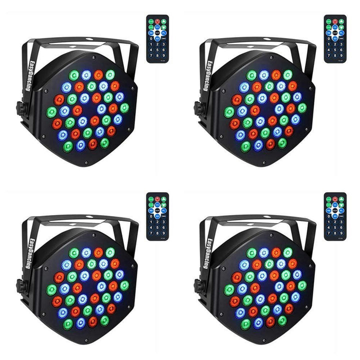 Lukyamzn RGB 7 Channel Stage Lighting, LED Par Light with Remote for DJ KTV Disco Party - 4 Pack