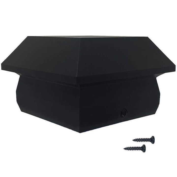 NUVO IRON 4 in. x 4 in. Black Plastic Pyramid Post Cap (24-Pack)