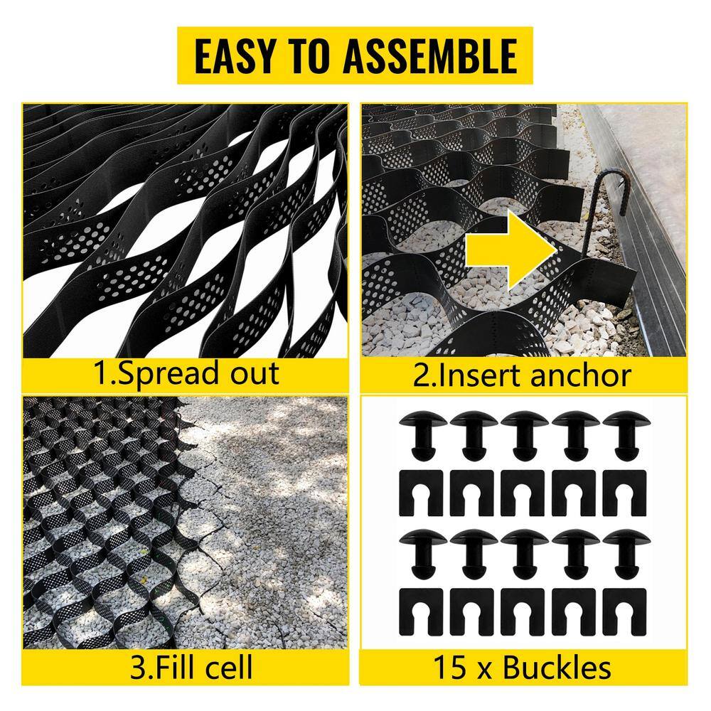 Unbranded Ground Grid 25 ft x 9.5 ft Rectangular Plastic Paver 1-Piece 237.5 sq. ft. 1885 lbs. Weight Limit & 3in. Depth Permeable