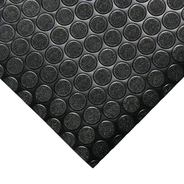 Rubber-Cal Coin Grip 4 ft. x 35 ft. Black Commercial Grade PVC Flooring, 2 mm
