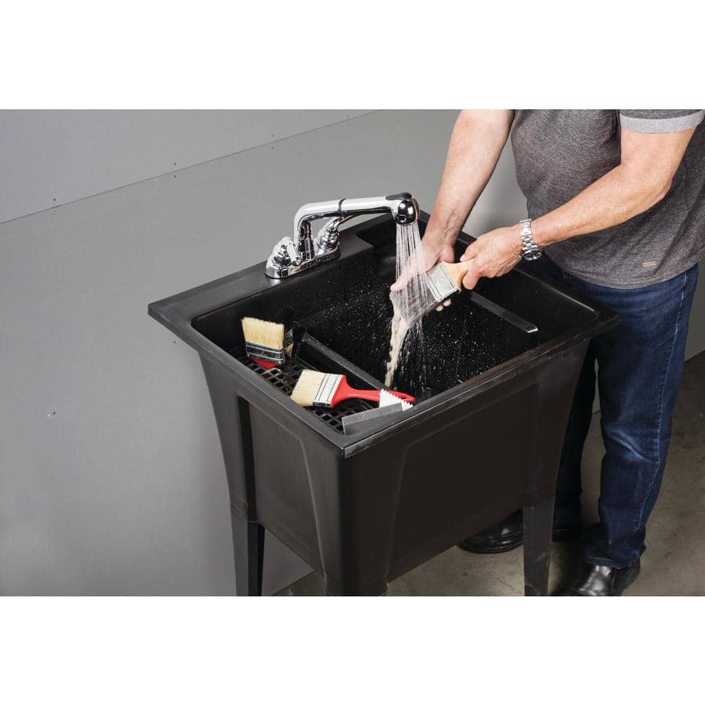 RUGGED TUB 24 in. x 22 in. Black Utility/Laundry Sink