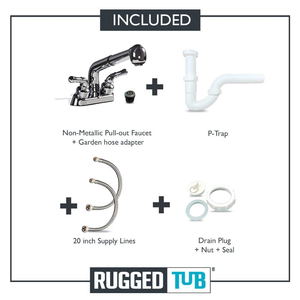 RUGGED TUB 18 in. x 24 in. Black Freestanding Utility Sink with Faucet