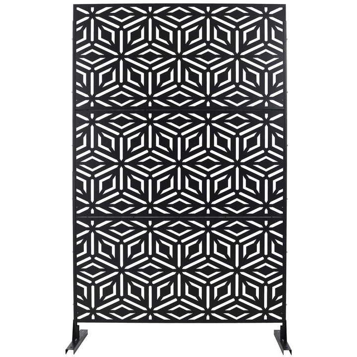 Sudzendf Outdoor and Indoor Freestanding Decorative Privacy Screen Metal Privacy Screen, Fence Panels in Black