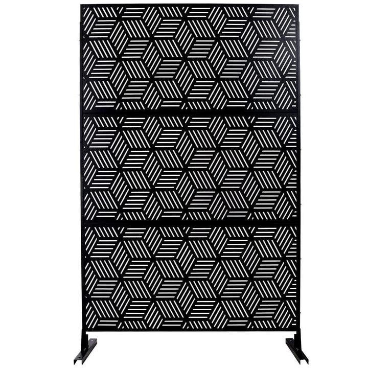 Sudzendf Outdoor and Indoor Freestanding Decorative Privacy Screen Metal Privacy Screen, Fence Panels in Black