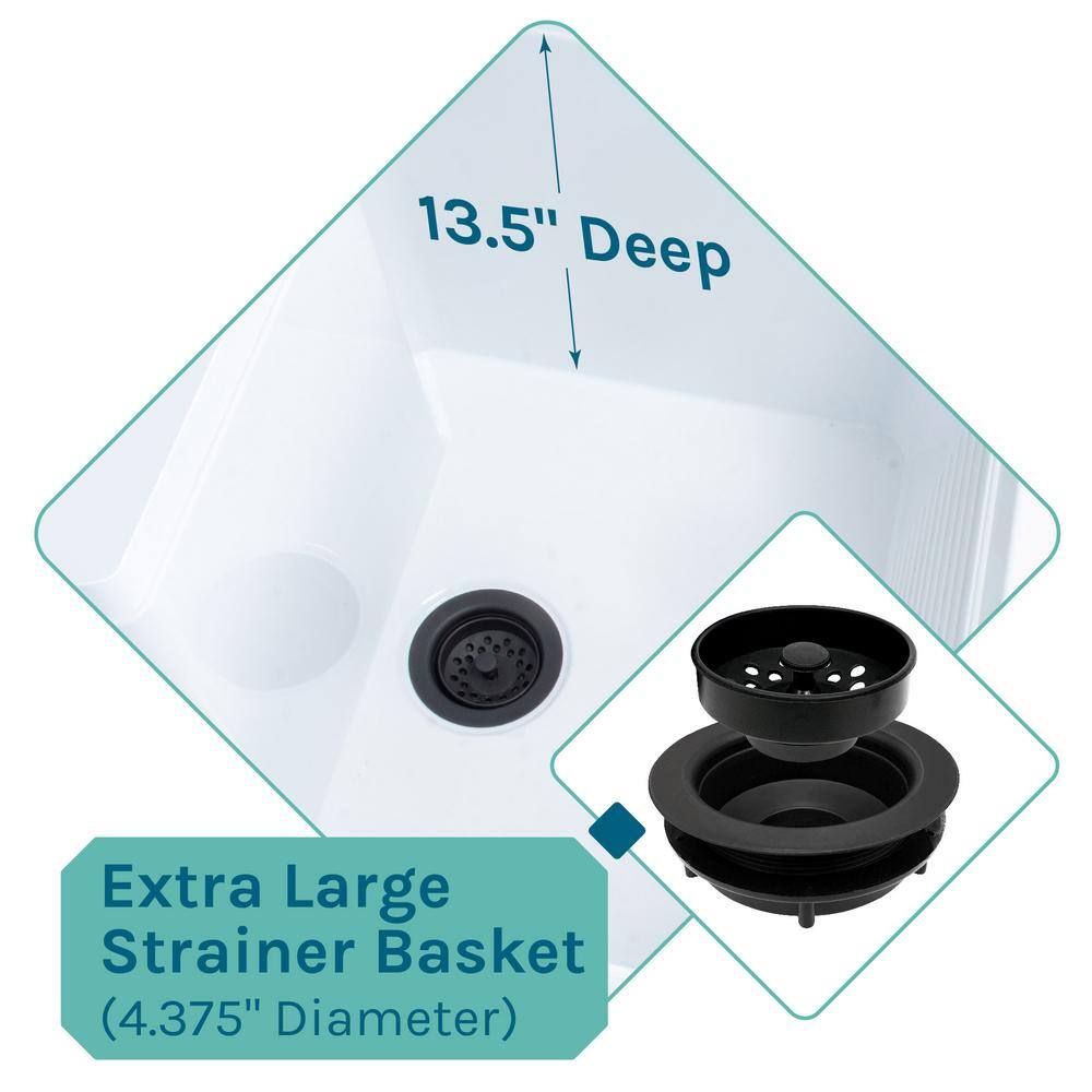 TEHILA 25 in. ABS Plastic Freestanding Utility Sink with Black Hi-Arc Faucet
