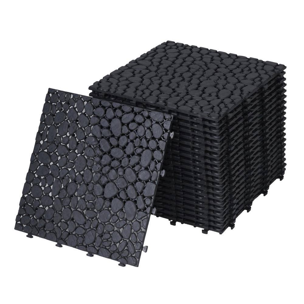 Tidoin Outdoor 1 ft. x 1 ft. Composite Deck Tile in Black(12 Per Box)