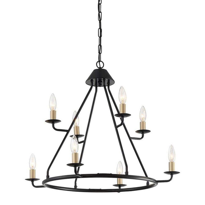 Vanity Art Grenoble 8-Light Farmhouse Black Wagon Wheel Chandelier