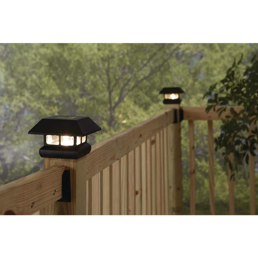 Veranda 4 in. x 4 in. (3.5 x 3.5 Post Size) 7 Lumens Black Plastic Solar Post Cap