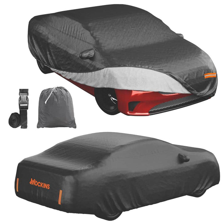 Mockins 190 in. x 75 in. x 60 in. Heavy-Duty Waterproof Car Cover - Thick 250g PVC Cotton Lined - Medium Sedan