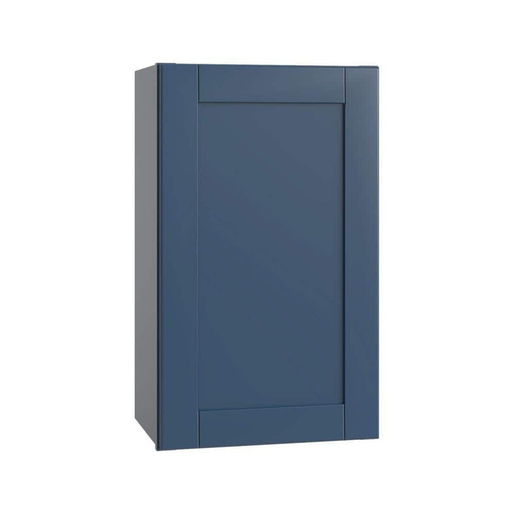 Contractor Express Cabinets Arlington Vessel Blue Plywood Shaker Stock Assembled Wall Kitchen Cabinet Soft Close Left 18 in W x 12 in D x 30 in H
