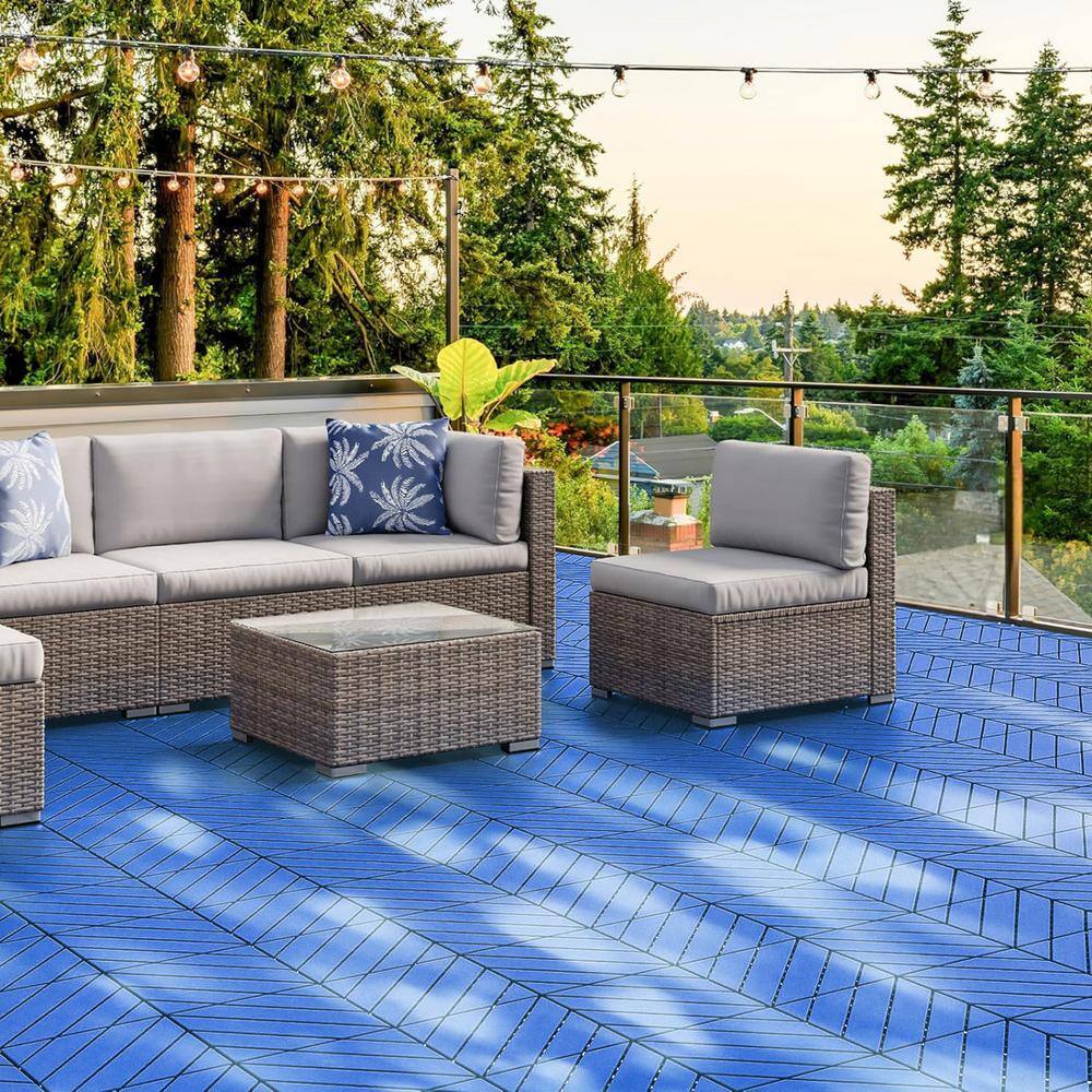 Tidoin Outdoor 1 ft. x 1 ft. Composite Interlocking Tile Deck Tile in Blue(44 Per Box)
