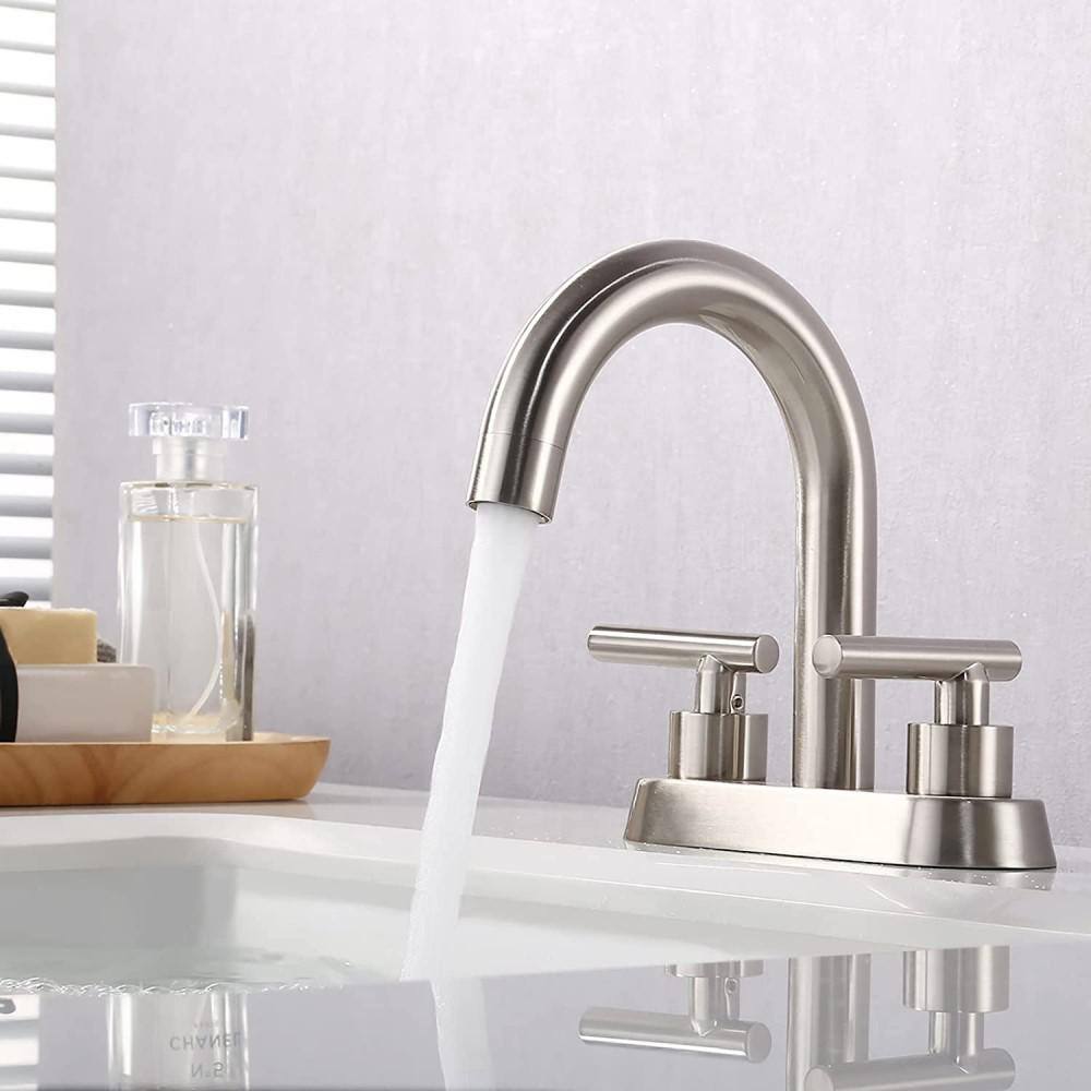 Commercial Metering Single Handle Bathroom Sink Faucet in Brushed Nickel Brass