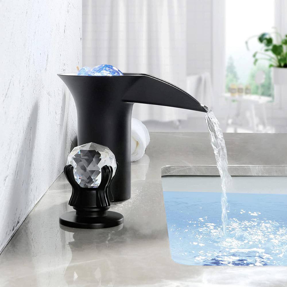 Commercial Brass Double Handle Bathroom Sink Faucet with Black Finish