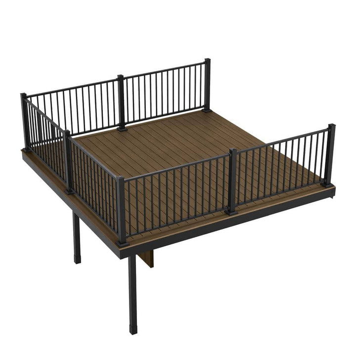 FORTRESS Apex Attached 12 ft. x 12 ft. Brazilian Teak PVC Deck Kit with Steel Framing and Aluminum Railing