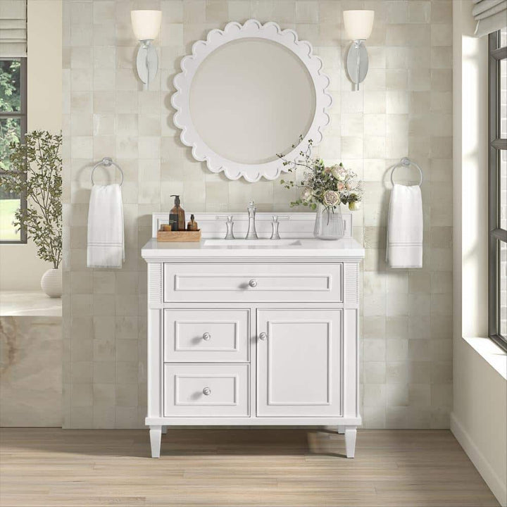 James Martin Vanities Adelese 32" Bright White Framed Bathroom Vanity Mirror