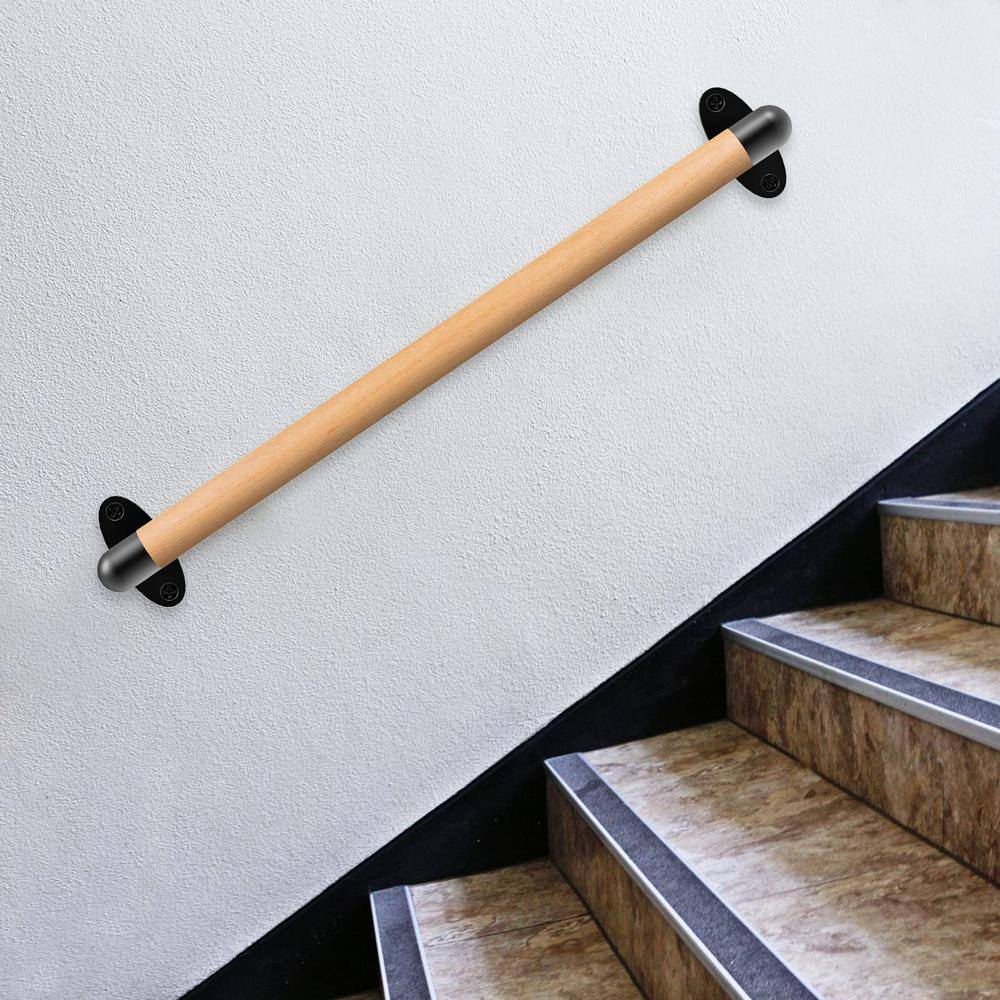 Angel Sar 36 in. Wood Handrail Indoor Stairs Handrail Wall Mount Handrail, Barrier-Free Staircase Grab Bar for Elderly