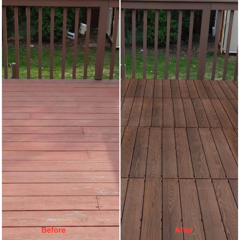 Roll Deck 4 ft. x 32 in. Non-Slip Thermo-Treated Wood Deck Tile in Brown (1-Piece/Box)