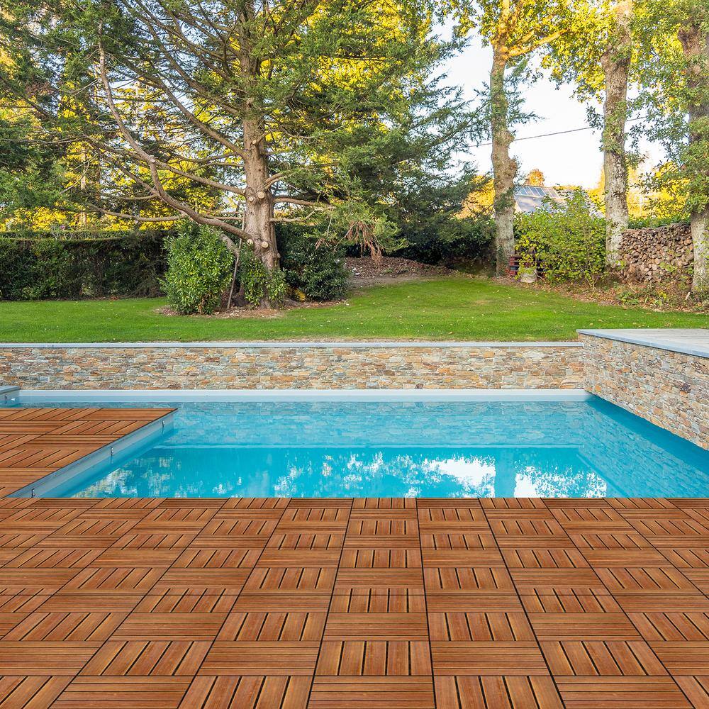 Karl home 1 ft. x 1 ft. Wood Composite Deck Tile in Brown (27 per Case)