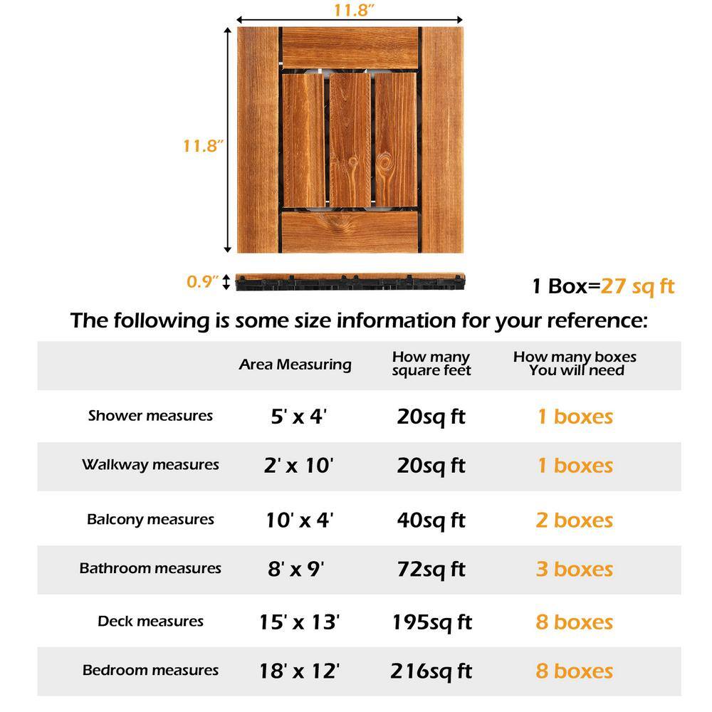Karl home 1 ft. x 1 ft. Wood Composite Deck Tile in Brown (27 per Case)