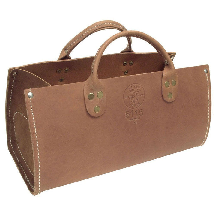 Klein Tools 5115 Leather Tool Bag, 7 in H x 15 in W x 6.5 in D, Brown