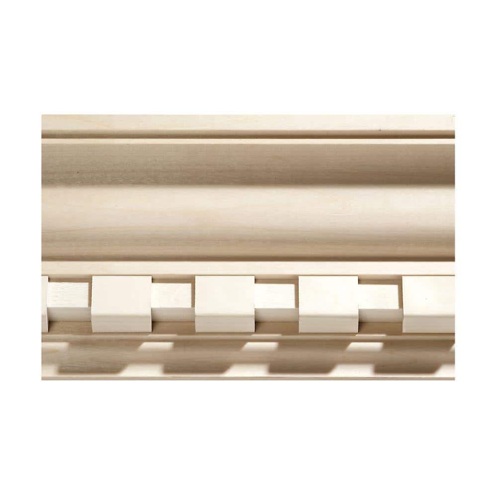 Ornamental Mouldings 1707-8FTWHW .843 in. D X 4.5 in. W X 96 in. L Unfinished White Hardwood Dentil Crown Moulding