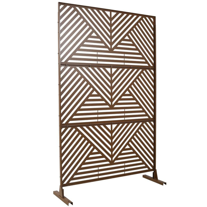 Sudzendf Brown Outdoor Indoor Metal Privacy Screen Freestanding Decorative Screen for Deck Balcony Patio for Outside Lawn Garden