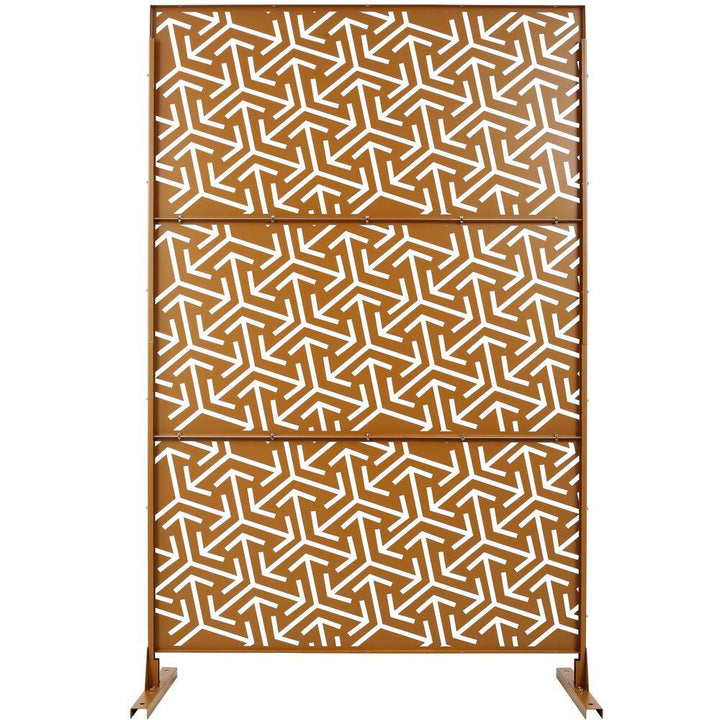 Sudzendf Outdoor and Indoor Freestanding Decorative Privacy Screen Metal Privacy Screen, Fence Panels in Brown