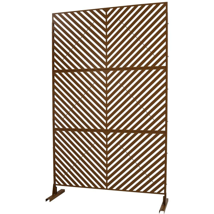 Sudzendf Outdoor and Indoor Freestanding Decorative Privacy Screen Metal Privacy Screen, Fence Panels in Brown