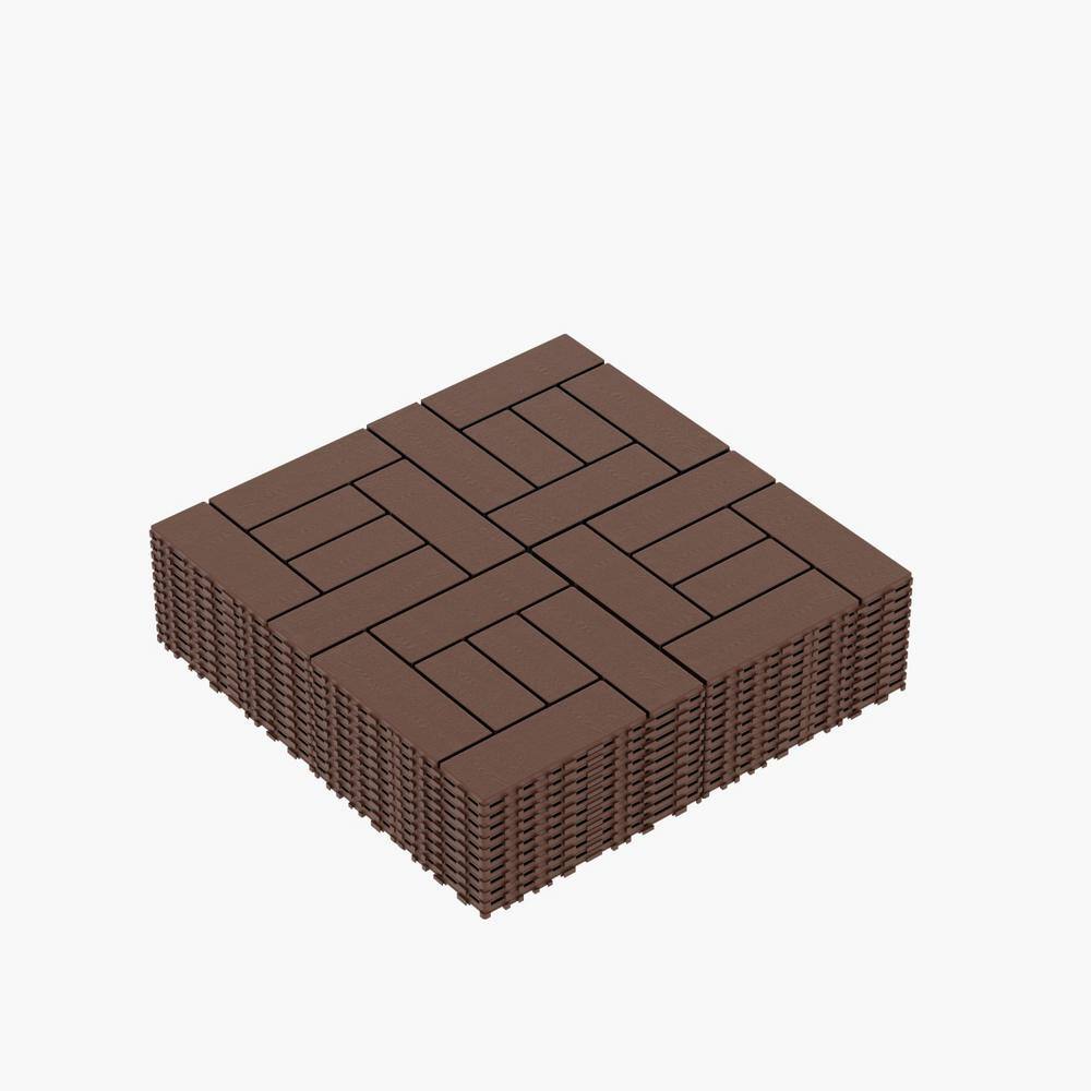 Tidoin Outdoor 1 ft. x 1 ft. Composite Deck Tile in Brown(44 Per Box)