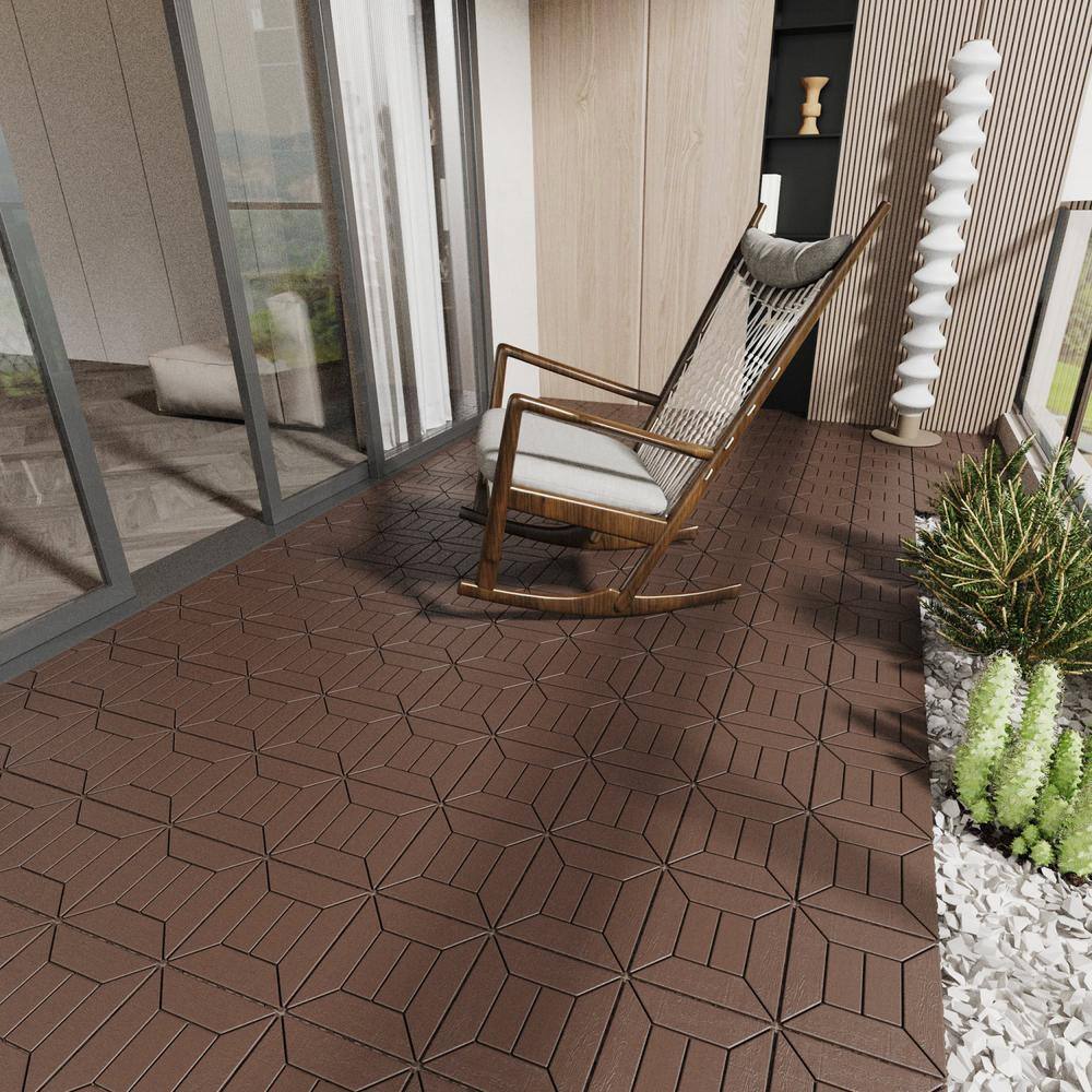 Tidoin Outdoor 1 ft. x 1 ft. Composite Deck Tile in Brown(44 Per Box)