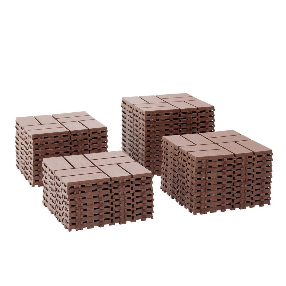 Tidoin Outdoor 1 ft. x 1 ft. Composite Deck Tile in Brown(44 Per Box)