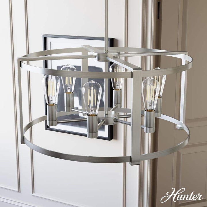 Hunter Astwood 6 Light Brushed Nickel Branch Chandelier Dining Room Light