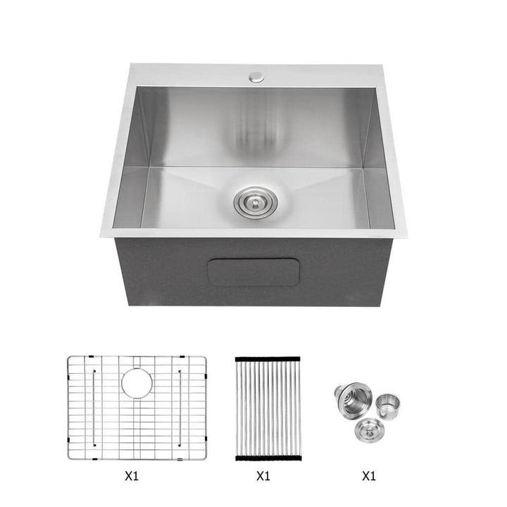 Cadeninc 22x22x12 Single Bowl Drop-In Laundry Utility Sink with Accessories