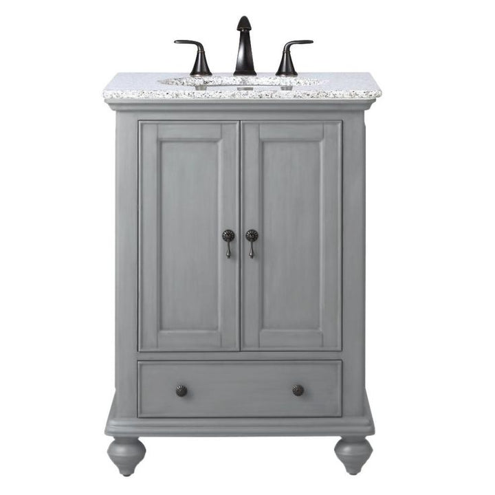 Newport 25 in. W x 21-1/2 in. D Bath Vanity in Pewter with Granite Vanity Top in Grey