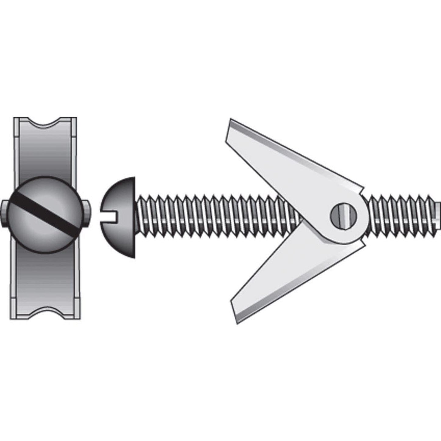 Hillman 3/16 in. x 4 in. Round Steel Toggle Bolt, Zinc Plated, 2-Pack
